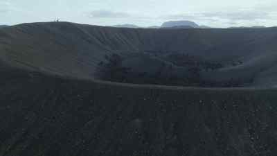 The huge crater, a caldera,
provides a safe communal nesting ground. - Prehistoric Planet