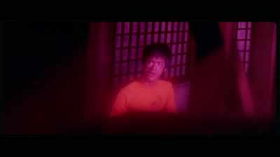 'The initial take is filmed
with a red filter, - The Final Game of Death