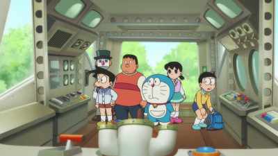 The interior has a rather retro look to it. - Doraemon the Movie: Nobita's Sky Utopia