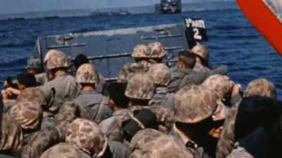 The island looks lifeless. - The Pacific War in Color