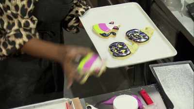 The jack-o'-lantern,
they smudged a little bit - Halloween Cookie Challenge