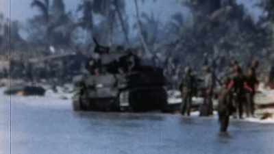 The Japanese are caught
defending the wrong beach. - The Pacific War in Color