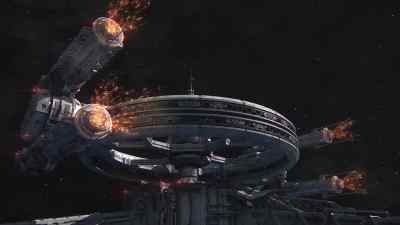 The John A. Warden is approaching,
on a crash course. - Starship Troopers: Invasion