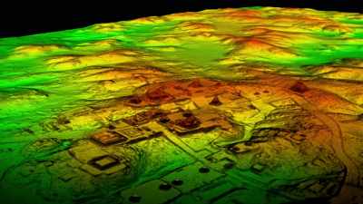 The LiDAR map slices
through the jungle - Lost Treasures of the Maya
