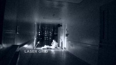 The light source that is pointed towards the end of the hall - Destination Fear