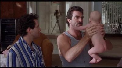 The little insect was just waiting for that diaper to fall off - Three Men and a Baby