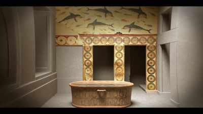 The luxurious bathtub and colorful decorations suggest - The History of Home Narrated by Nick Offerman