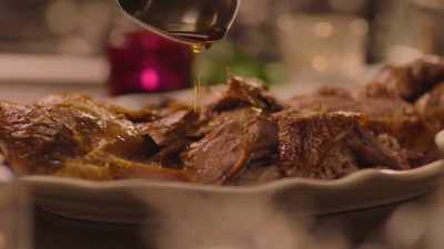 The main course is roast duck
with orange, soy and ginger. - Nigella: At My Table
