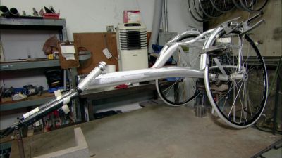 The main framework of this
racing wheelchair is complete. - How It's Made