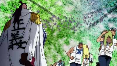 The marines have
their hands full with rescues. - One Piece Film Red