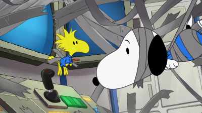 The micrometeorite
has passed safely out of range. - Snoopy in Space