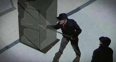 The movers are packing
up and they find - Murder of God's Banker