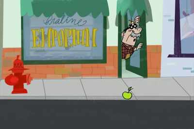 The mutant Monkey Boy
is destroying our quaint, rustic town! - Johnny Test