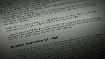The note reads: - The Andy Warhol Diaries