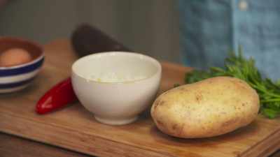 The other ingredients are:
a potato, - James May: Oh Cook!