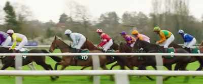 The pack rounding the far bend - Dream Horse