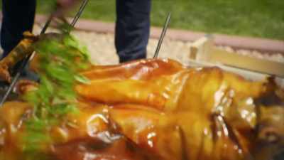 'The pork is infused
with myrtle leaves - Gino's Italian Family Adventure