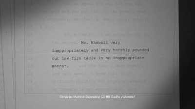 The pounding fists on the table
is behavior - Epstein's Shadow: Ghislaine Maxwell