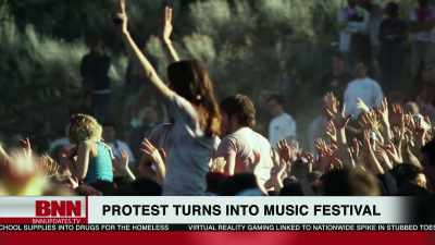 - The protest is now
a pro-fest in Protestfest, - Corporate