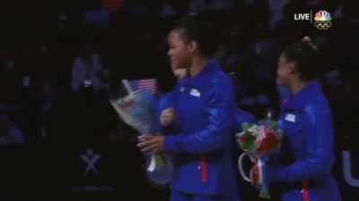 The reigning world champion on bars... - Athlete A