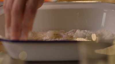The rice flour is dry, so i'm
going to use my right hand and first - Nigella: At My Table
