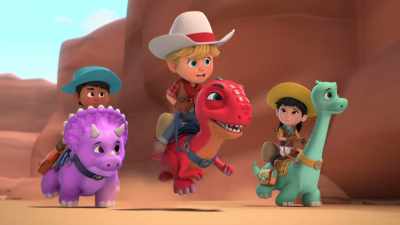 The river should be...
right over this way! - Dino Ranch