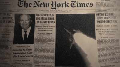 The same day, the photograph was
published in the press - Challenger: The Final Flight