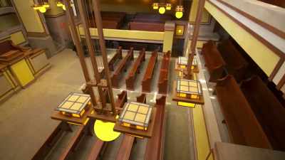 The sanctuary of Unity
Temple is a perfect square. - Frank Lloyd Wright: The Man Who Built America