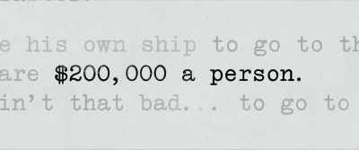 The seats are
$200,000 a person. - American Pain