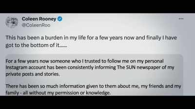 The second link of the chain is
did they pass it to The Sun? - Coleen Rooney: The Real Wagatha Story
