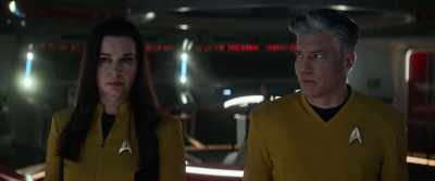 The Shepherd ship
is activating a tractor beam. - Star Trek: Strange New Worlds