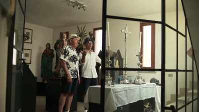 The silver cross and the two candle
given by Lord Nelson himself. - Gino's Italian Family Adventure