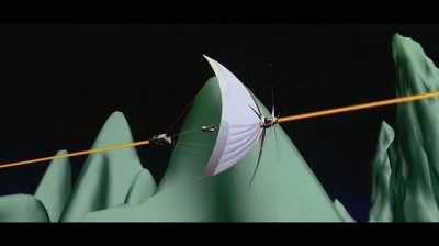 The solar sailer
going over the landscape - In Search of Tomorrow