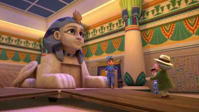 The Sphinx guards the treasure
inside her vault, Mr. Peabody. - Ridley Jones