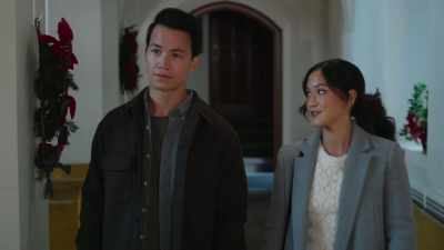 The stone foundation was cut
and made to order in China, - A Big Fat Family Christmas