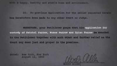 The suit claimed Mia was
emotionally disturbed, - Allen v. Farrow