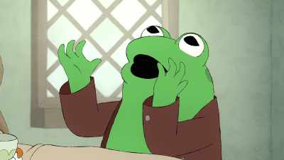 The toad got all wetand called to the stories - Frog and Toad