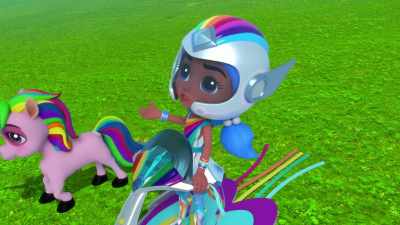The tornado is throwing out
all kinds of objects - Rainbow Rangers