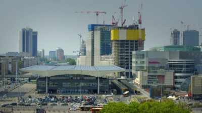The tower is right next to
Warsaw Central Station, - Europe From Above