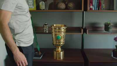The trophy that we got
when we beat Bayern Munich - All or Nothing: Manchester City