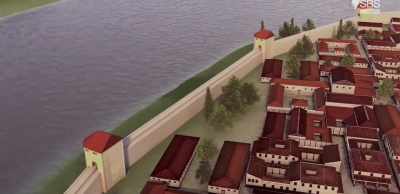 The walls were four metres thick
at the base, - Roman Megastructures
