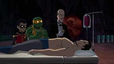 The Wayne Enterprises container
ship that was moving the cloud seeder - Batman vs Teenage Mutant Ninja Turtles