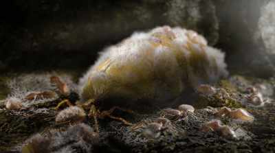 The whole colony becomes
mummified with this mycelium, - Fantastic Fungi
