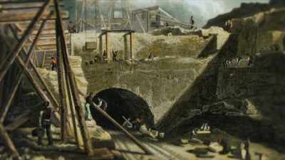The work was done by labourers
known as Navvies, who lived in camps - Secrets of the Railways