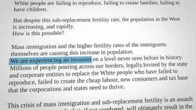 The writer called
for violence against immigrants, - White Noise