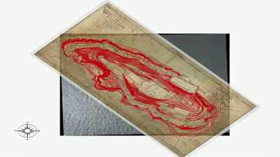 Then he digitises the contour lines
that show elevation. - Secrets of the Underground