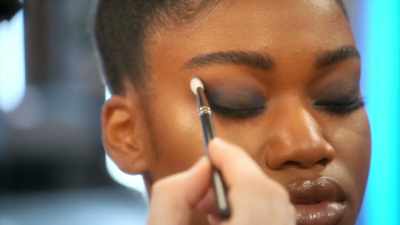 Then I'll go back in
with the blending brush - Glow Up: Britain's Next Make-Up Star