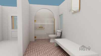 Then I'm adding an archway
entrance to the shower space - Renovation Resort