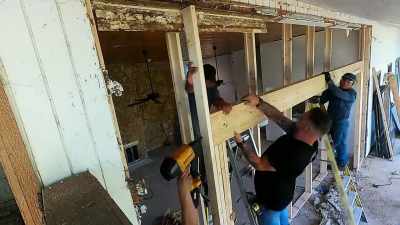 Then once we have that,
we can retransfer the loads
on each side. - Renovation Impossible