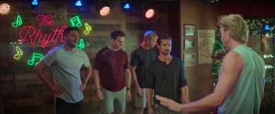-Then, as scripted,
Mike picks up a baseball bat - The Merry Gentlemen